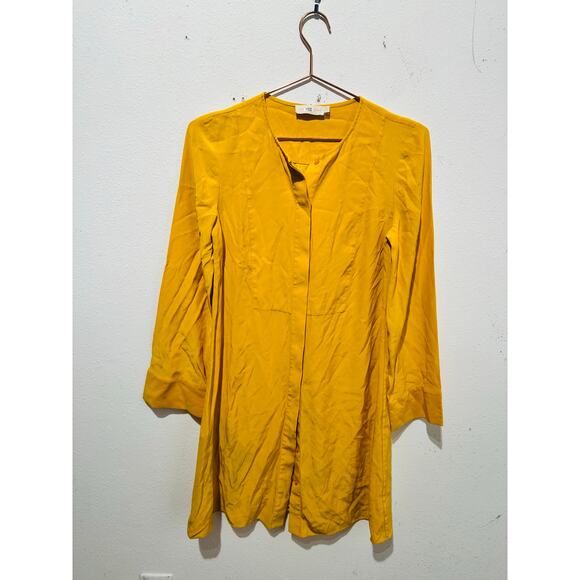 TORY BURCH Women's Yellow Golden 100% Silk Crew Neckline Sophia Dress Size 2 - Picture 3 of 11